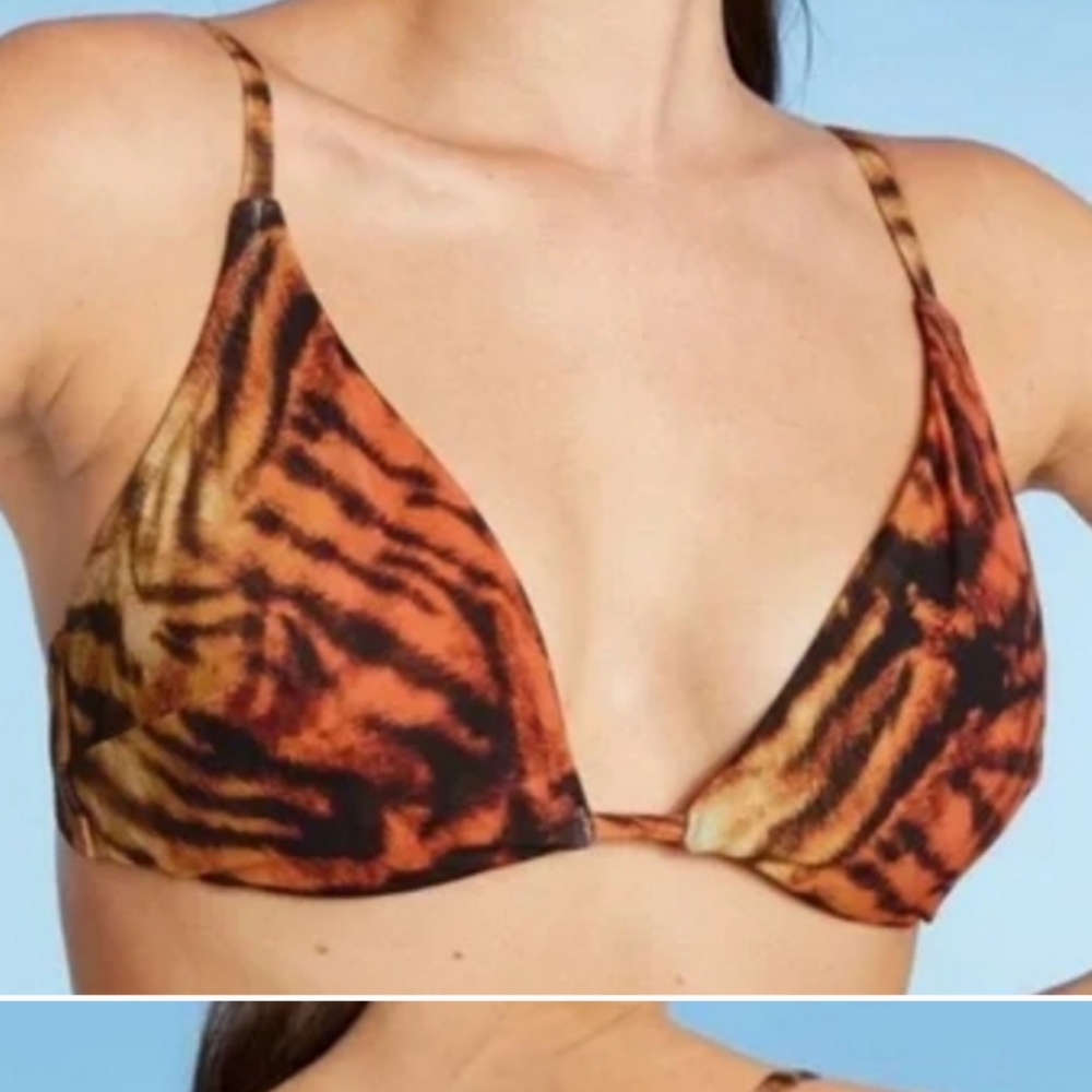 "Shade & Shore"  Tiger Print Underwire Bikini Top Size 38D NWOT